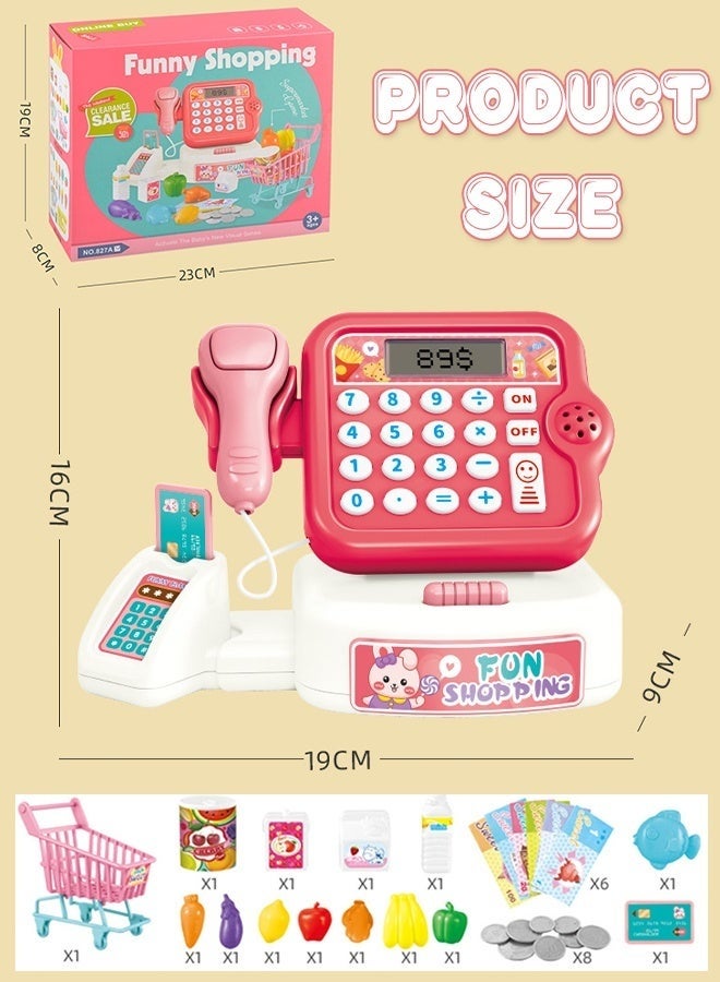 DURKU Cash Register Toy, Multi-Function Simulated Cash Register Toy with Shopping Cart, Calculator Supermarket Grocery Store Play set, Smart Cash Register Toy, Cash Register Toy with Light and Music - Image 2